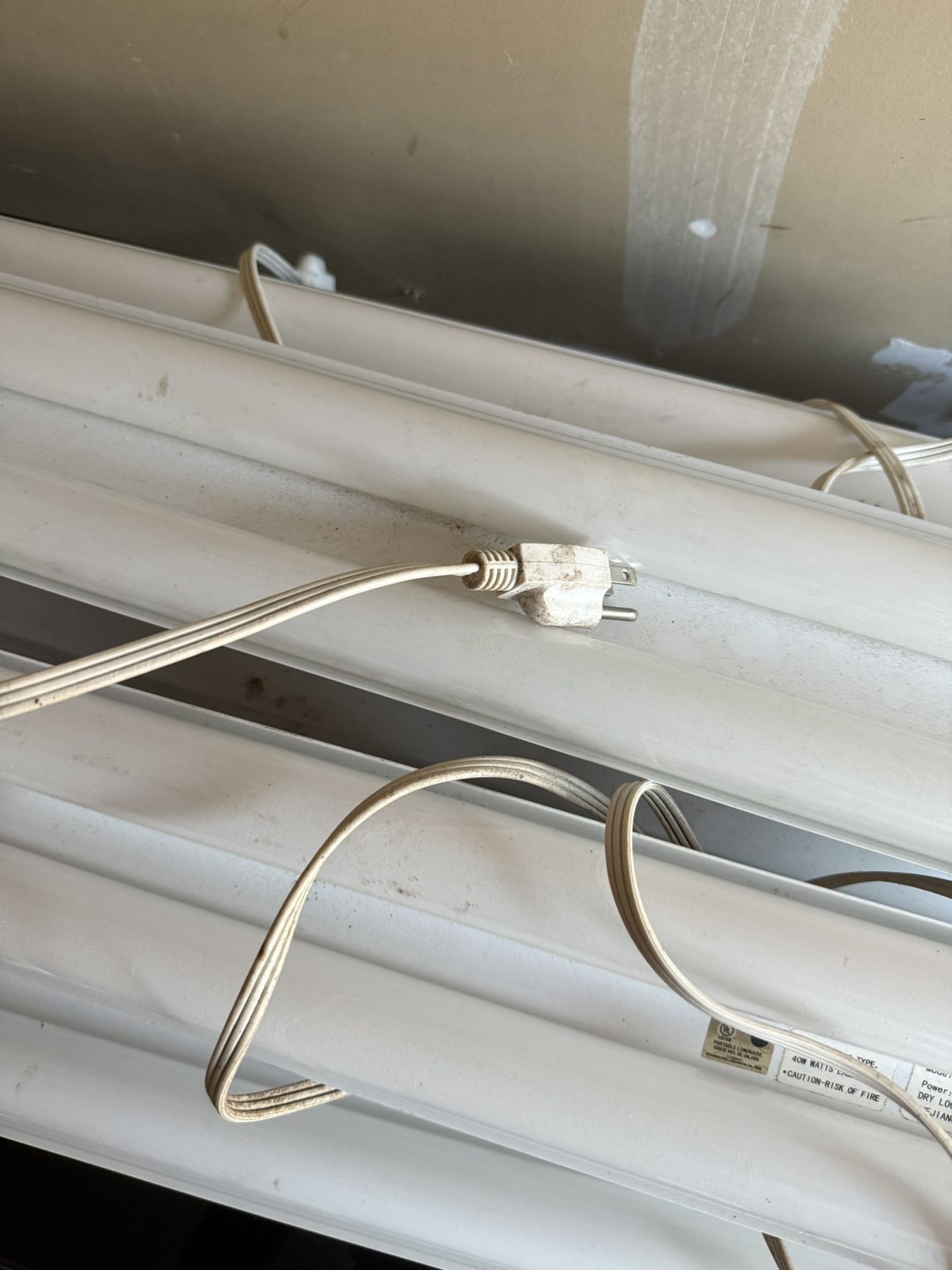 5- 4 Foot Two Piece Florescent Tube Shop Lights 
