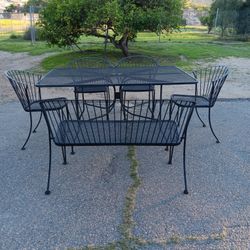 Patio Furniture Table With 4 Chairs & Bench 