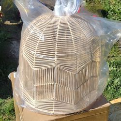 Natural Rattan Boho Pendant Light Fixture 