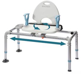 Sturdy sliding shower chair with swivel seat