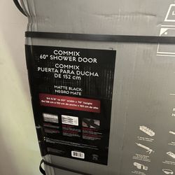 Delta Commix 60 × 76 in. Frameless Exposed Roller Sliding Shower Door in Matte Black with 5/16 in. (8mm) Tempered Clear Glass