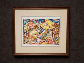 "Communication" — Outsider/Folk Art Mixed Media Drawing