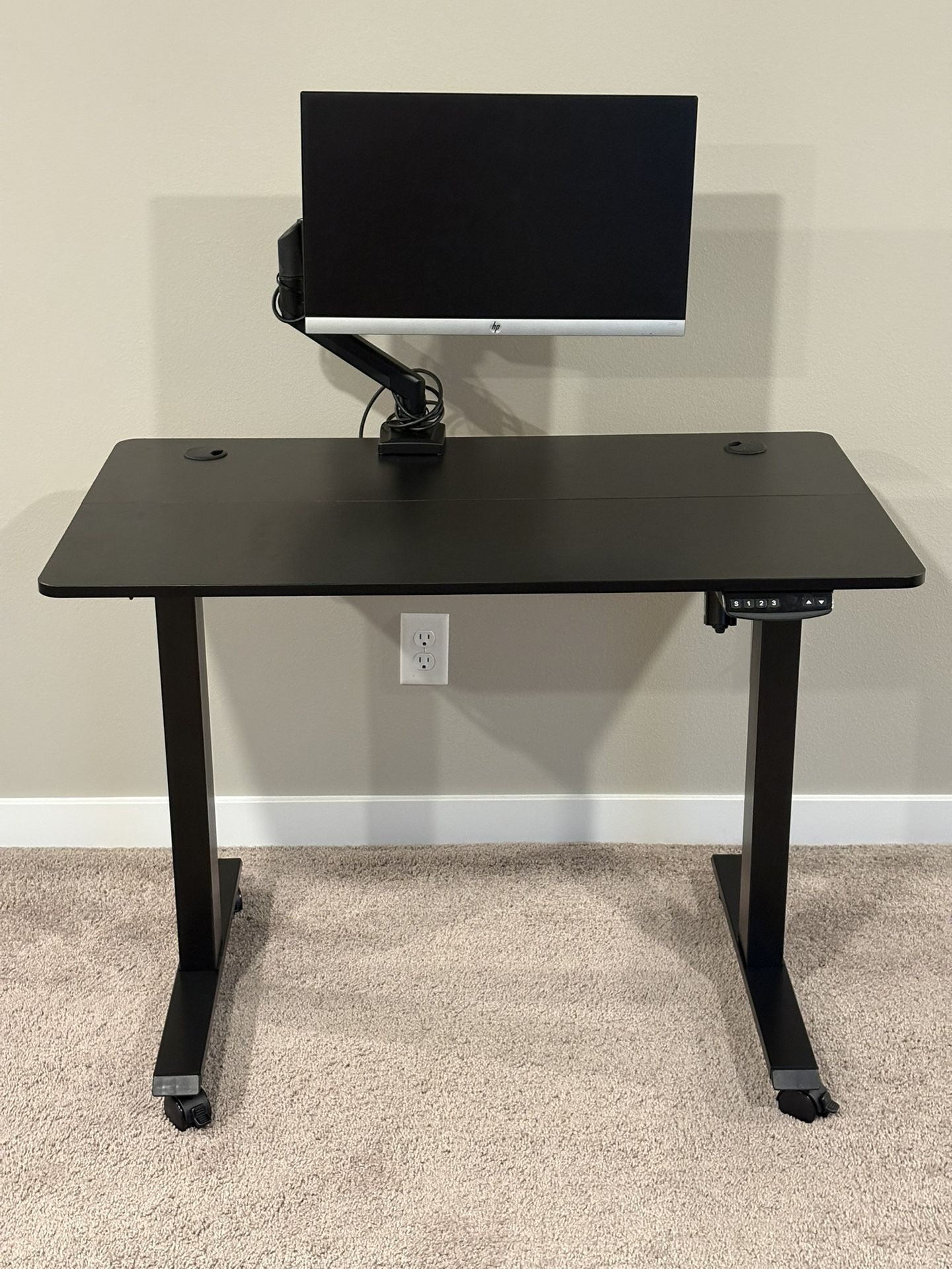 Electric Standing Desk, 40 x 24 Inches Height Adjustable Sit Stand Desk, Ergonomic Home Office Computer Workstation, Black