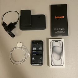 Apple iPhone 15 128gbs Black (T-Mobile) with accessories