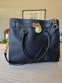 Michael Kors Large Hamilton Black Saffiano Leather Bag