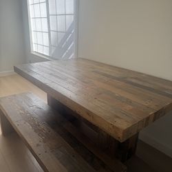 West Elm table and bench