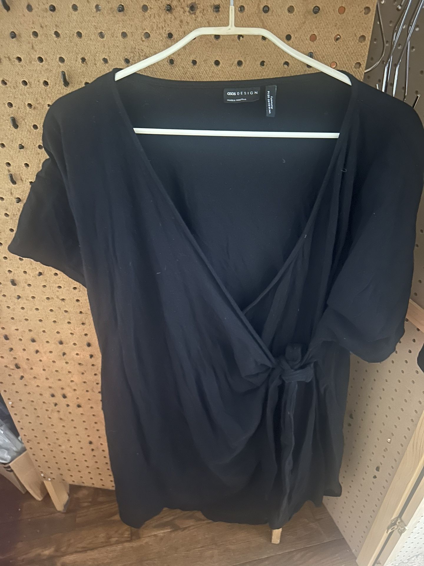 ASOS DESIGN Black Maternity Wrap Dress Size UK 18