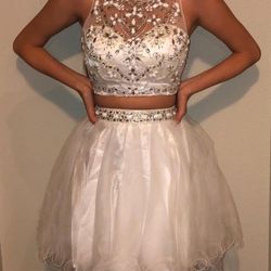 2-piece white prom dress