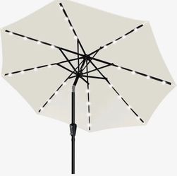 Solar Led Patio Umbrella With 32 Lights 11FT(Beige)