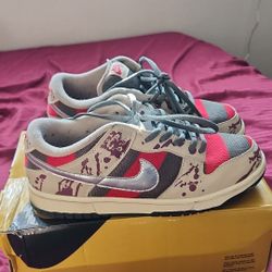 Nike Dunk Low Custom Blood Splatter Red Gray White Sneakers | Men's Shoes | Rare Streetwear