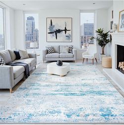 8x10 Area Rugs Washable Rug:Anti-Skid Abstract Modern Living Room Rug Soft Thin Carpets Indoor Floor Non-Shedding Carpet for Bedroom Dining Farmhouse 