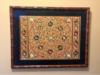 Cool Custom Framed Hand Painted Textile from Myanmar (aka Burma)