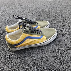 Vans Old Skool Checkerboard Multi Color Yellow Blue Green Men’s Size 12