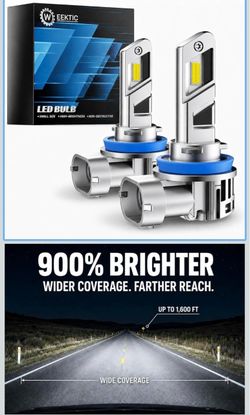 weektic H11/H8/H9 LED Fog Bulbs, 900% Brighter, 60000LM, 6000K, 2-Pack