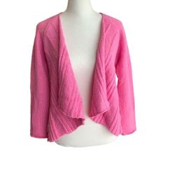 Creaciones Jean Paul Pink Hand Made Knit Alpaca/Silk Open Long Sleeve Cardigan