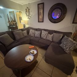 U Shape Sectional Grey Couch 