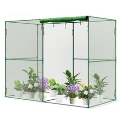 8 x 4 x 6 Ft Plant Protection Grow Tent Flat Roof Crop Cage with 2 Side Netting Zippered Door for Protect Plants, Herbs, Fruits, Green  Color