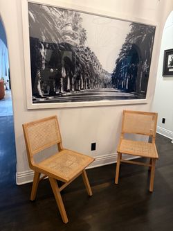 Safavieh Couture Mid-Century Modern Cane Dining Chairs – Natural Wood – Set of 2