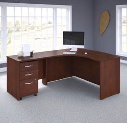 L-Shaped Office Desk with Mobile File Cabinet