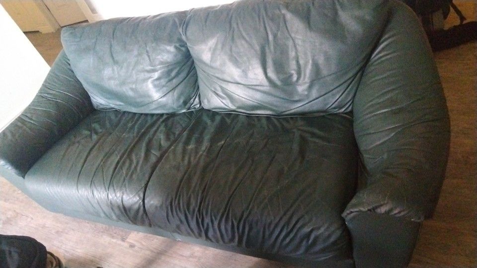 Crocodile Green Leather Couch