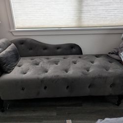 Grey Stuffed Chaise Lounger