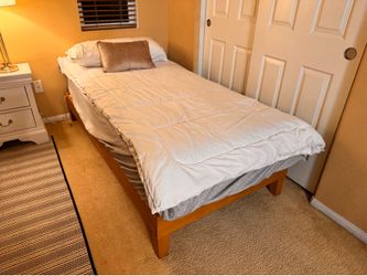 Twin size frame and memory foam mattress for $80