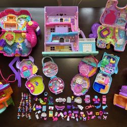 Polly Pocket Lot  Cake Outdoor 9 Sets Dolls & Tons Of Accessories