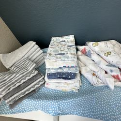 Baby swaddle blankets and burp cloths $15