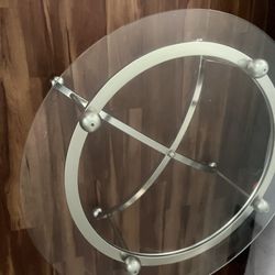 Glass and Metal Round Coffee Table
