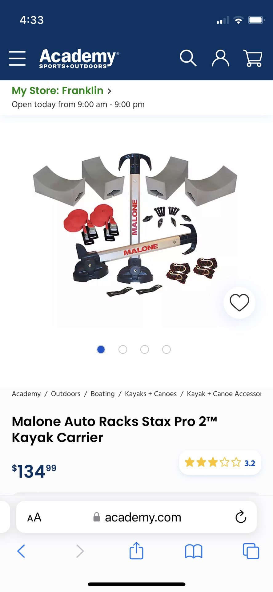 Malone Kayak Rack $60