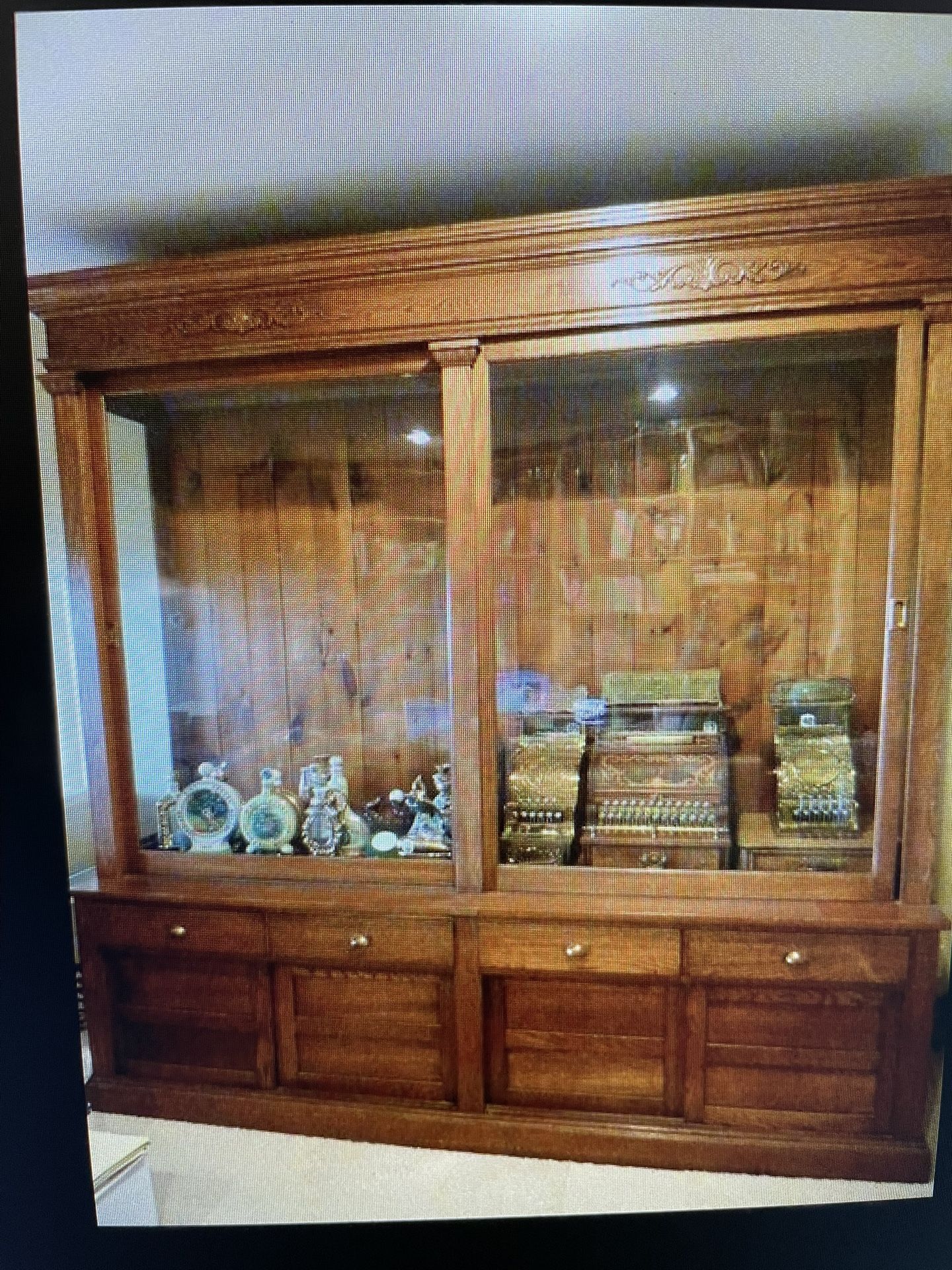 Antique Wood Display Cabinet from Chicago Clothing Store