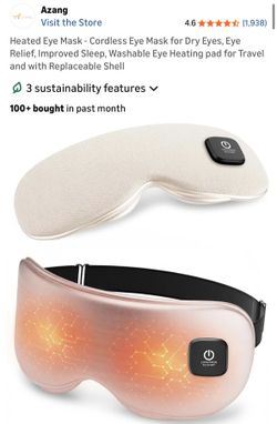 Heated Eye Mask - Cordless Eye Mask for Dry Eyes, Eye Relief, Improved Sleep, Washable Eye Heating pad for Travel and with Replaceable Shell