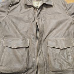 Eddie Bauer goose down Leather Aviator jacket