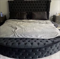 King size bed frame with Bluetooth speaker