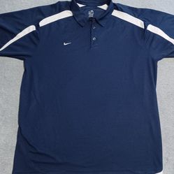 Men's Size 2XLARGE Nike Dri Fit Collared Shirt Blue White Strip 