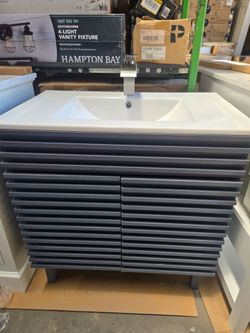 30inch bathroom vanity with sink and waterfall faucet