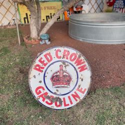 Red Crown gasoline 30 inch double sided porcelain signi