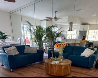Beautiful Blue Sofa & Loveseat Set – Modern & Stylish – $450