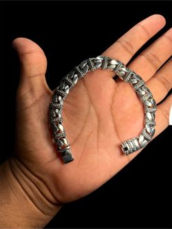 925 Sterling Silver Solid 10mm Bracelet Handmade 8.5 Inch 61 Gram 