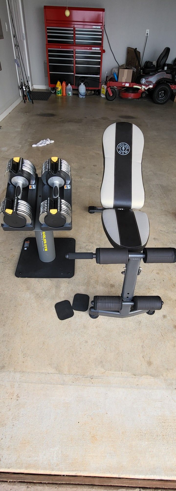 Gold's Gym Switch Plate Dumbell Weight Set & Bench