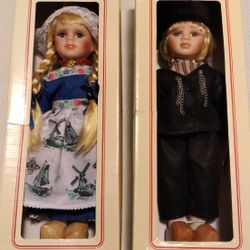 NEW Handmade Porcelain Dolls Dutch Girl and Boy By Waterland Dolls Holland Vintage Collector Home Decor