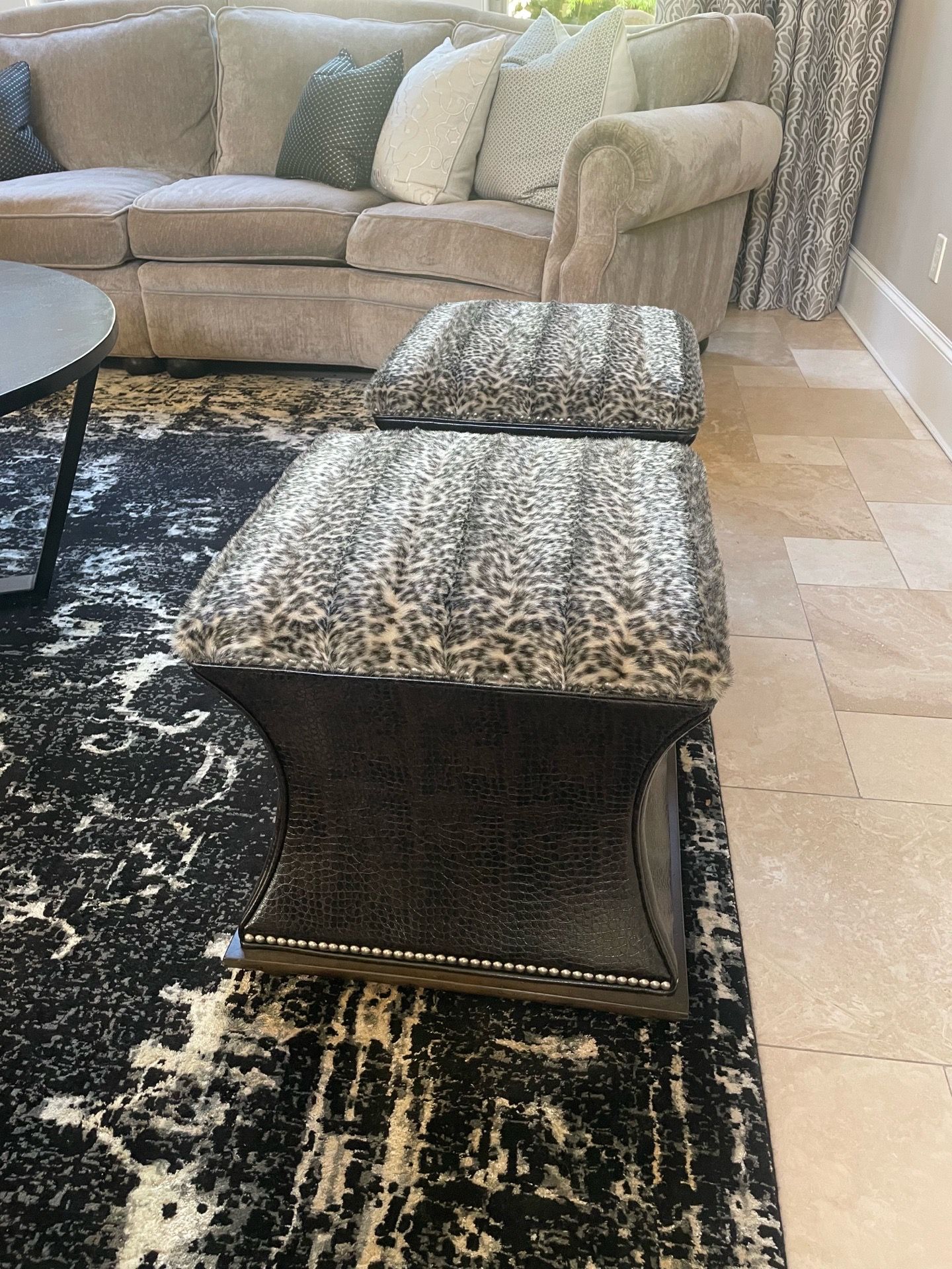 Faux animal fur stools