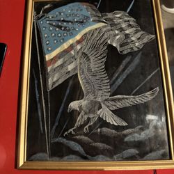 Vintage Velvet Bald Eagle Picture 