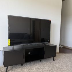 55in TCL 4k Smart TV With Roku + Entertainment Stand With 2 Cabinets