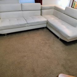 White Couch, L Shaped Sectional, 2 Pieces