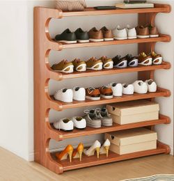 Shoe Rack - Bamboo Shoe Shelf 32 inches 6 Tier