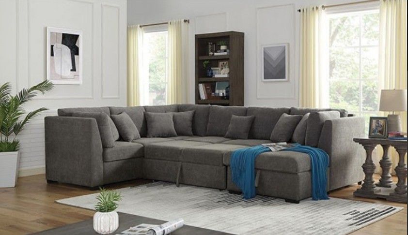 Brand New Grey Sectional Sofa Storage Sleeper