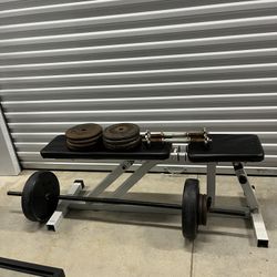 Weights, Adjustable Bench press Bar And Weight Bench 