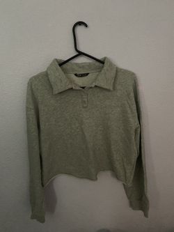 Cropped Collar Shirt (polo Style) In Grey