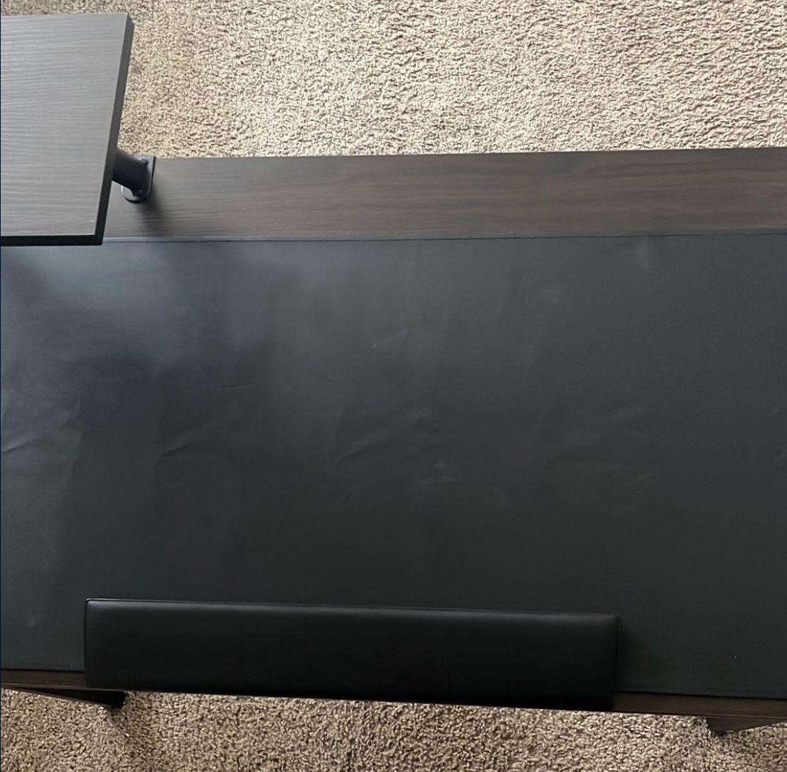 Heavy-Duty Dark Wood Desk with Premium Leather Mat and Padded Hand Rest
